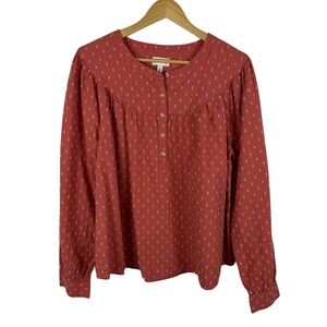 Wonderly Polka Dot Peasant Blouse Size XL Boho Prairie Cottage Cotton Modest
